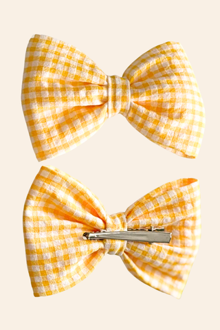Yellow Checkered Tennis Dress & Hair Bow Set