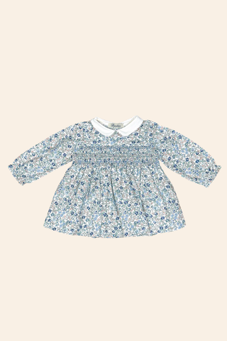 Blue Flower Smock Dress