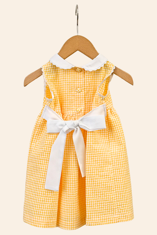Yellow Checkered Tennis Dress & Hair Bow Set
