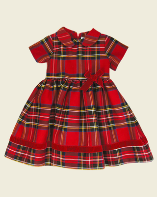 Red Tartan Dress with Velvet Bow