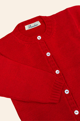 Red Pure Cotton Cardigan