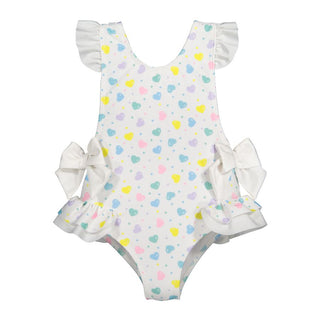 Multicolor Hearts Swimsuit + Bow Bundle
