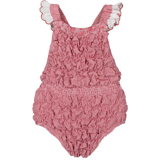 Red Cherries Cotton Frilled Swimsuit