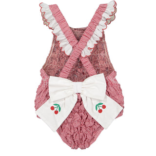 Red Cherries Cotton Frilled Swimsuit