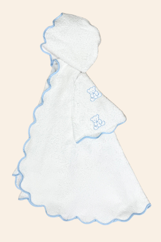 Blue Teddy Bear Scalloped Bathrobe