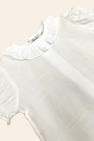 Short Sleeve Shirt with Ruffle Collar
