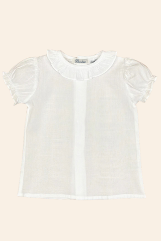 Short Sleeve Shirt with Ruffle Collar