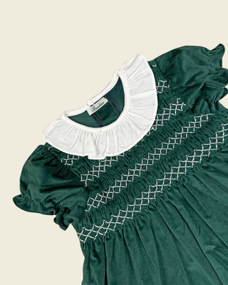 Green Velvet Dress with Smock