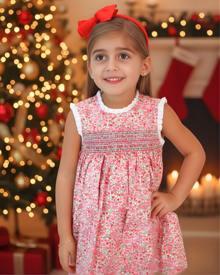 Sleeveless Magenta Flowers Dress