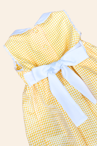 Yellow Checkered Tennis Dress & Hair Bow Set