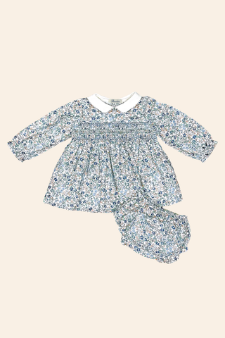 Blue Flower Smock Dress