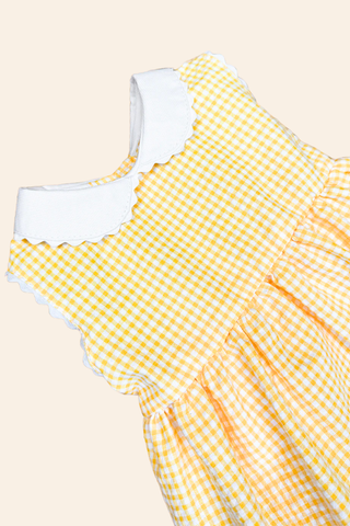 Yellow Checkered Tennis Dress & Hair Bow Set