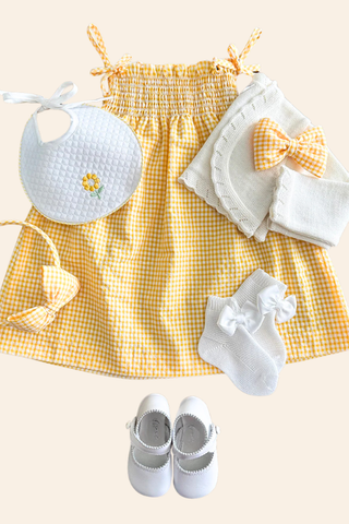 Yellow Smock Checkered Sun Dress