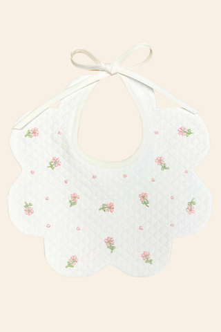 Pink Flower Scalloped Bib