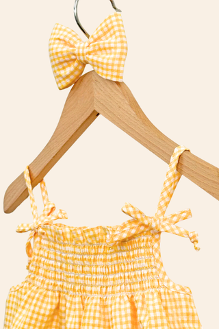 Yellow Smock Checkered Sun Dress
