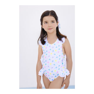 Multicolor Hearts Swimsuit + Bow Bundle