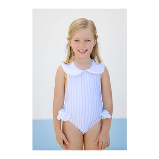 Stripes Blue Collared Swimsuit